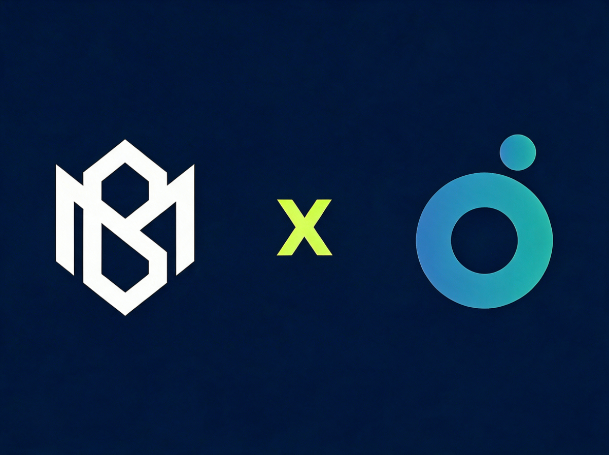 Het Build More-logo en het Robaws-logo naast elkaar met een neon-groene x, op een donkere navy achtergrond